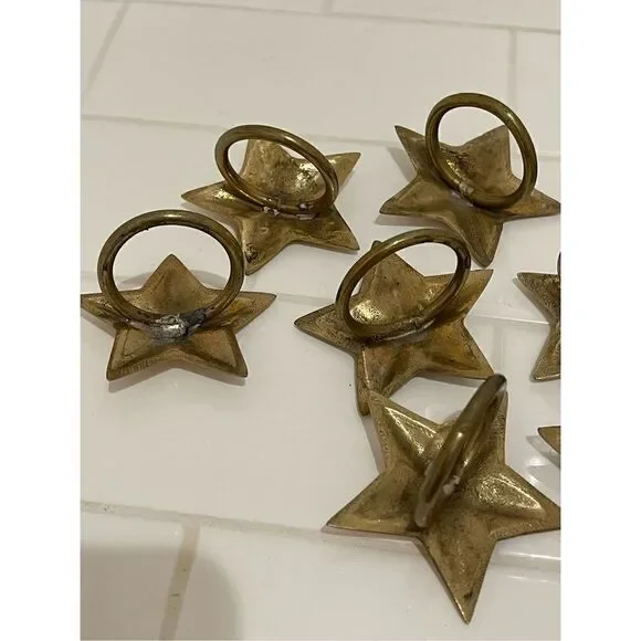 Vintage Brass Star Napkin Rings (10) - Picture 4 of 5